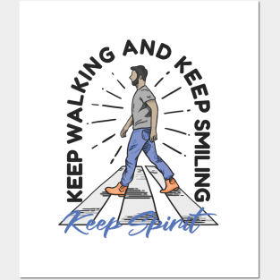 Retro vintage illustration of man walking Posters and Art